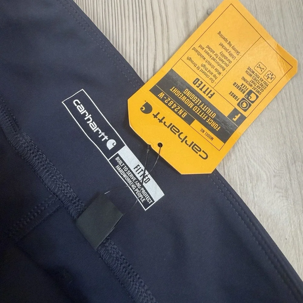 NWT Carhartt 102482 Force Leggings Medium Navy Blue Fitted Cargo Stretch Pockets